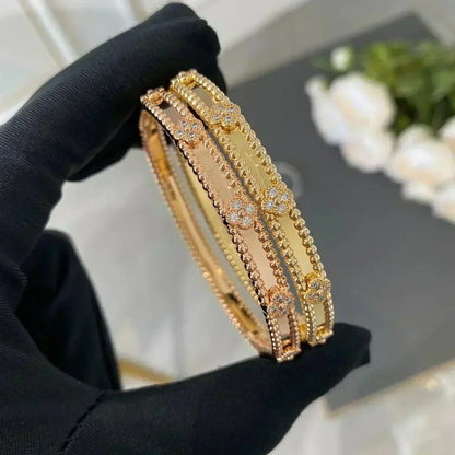 [⭐Aura]CLOVER BRACELET 4MM DIAMONDS