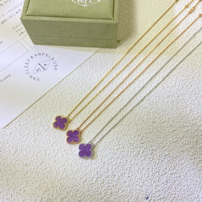 [⭐Aura Jewelry]CLOVER 15MM  PURPLE VIOLET NECKLACE
