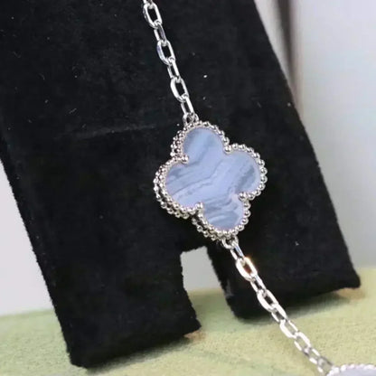 [⭐Aura] CLOVER 5 MOTIF PURPLE CHALCEDONY BRACELET COLLECTION