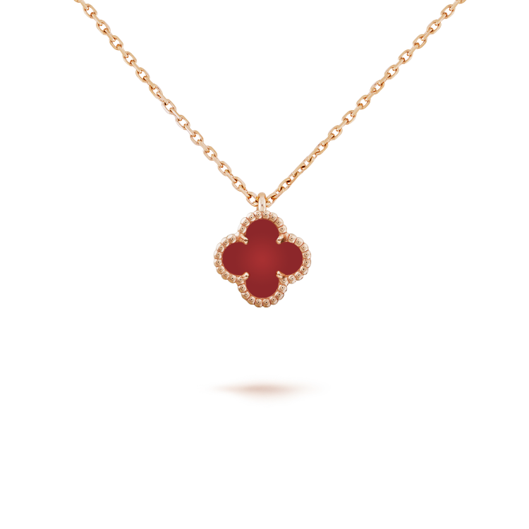 [⭐Aura]CLOVER MINI 9.5MM WHITE CARNELIANS NECKLACE