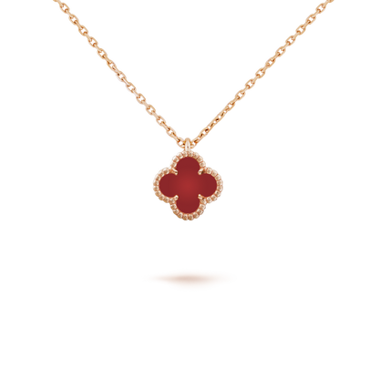 [⭐Aura]CLOVER MINI 9.5MM WHITE CARNELIANS NECKLACE