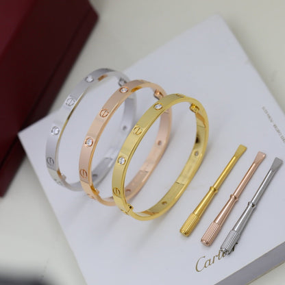 [⭐Aura]LOVE BRACELET 6.1MM 4 DIAMONDS