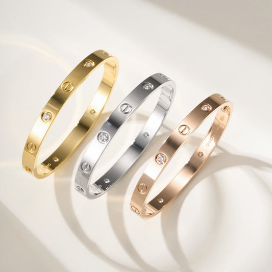 [⭐Aura]LOVE BRACELET 6.1MM 4 DIAMONDS