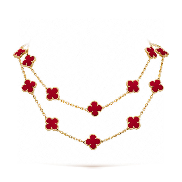 [⭐Aura]CLOVER 20 MOTIFS CARNELIAN NECKLACE