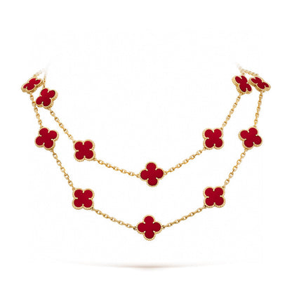 [⭐Aura]CLOVER 20 MOTIFS CARNELIAN NECKLACE