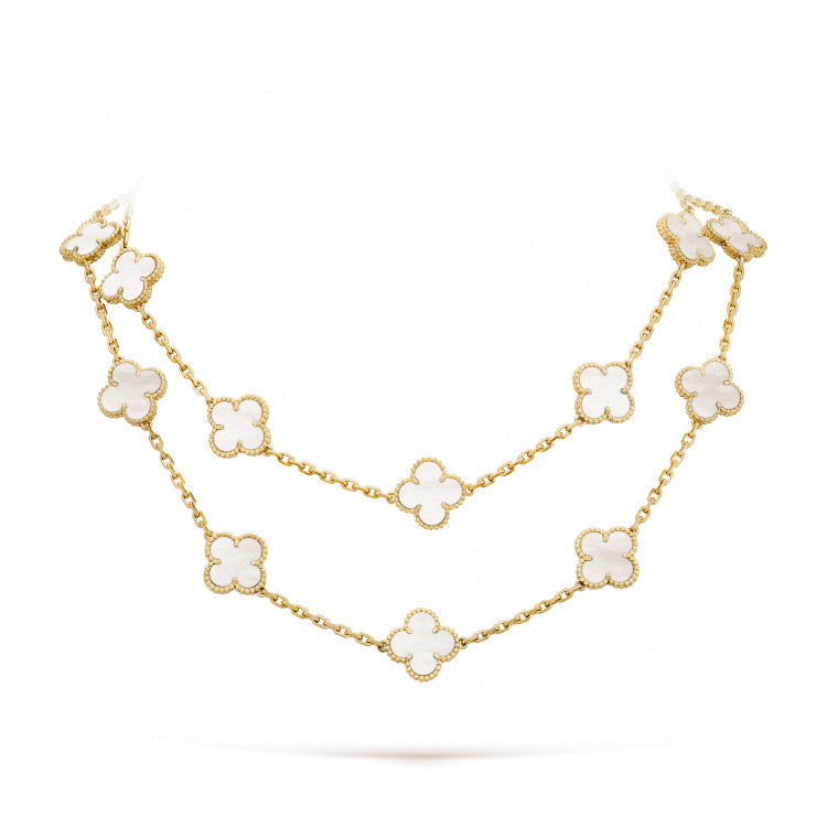 [⭐Aura]CLOVER 20 MOTIFS WHITE MOP NECKLACE