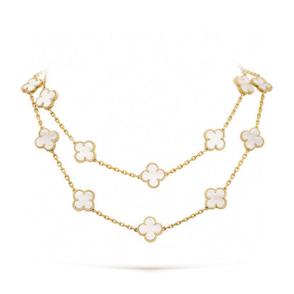 [⭐Aura]CLOVER 20 MOTIFS WHITE MOP NECKLACE