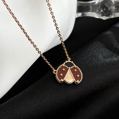 [⭐Aura]LUCKY  CARNELIANS LADYBUG NECKLACE