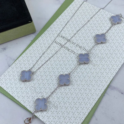 [⭐Aura] CLOVER 5 MOTIF PURPLE CHALCEDONY BRACELET COLLECTION