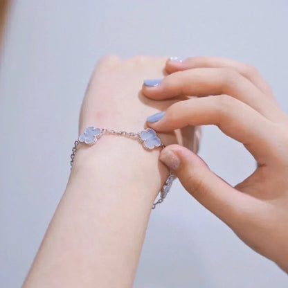 [⭐Aura] CLOVER 5 MOTIF PURPLE CHALCEDONY BRACELET COLLECTION