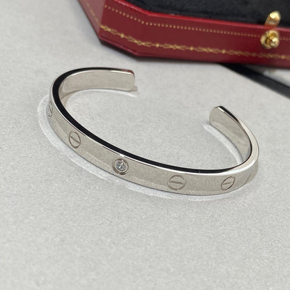 [⭐Aura]LOVE BRACELET 6.1MM 1 DIAMOND OPEN CUFF