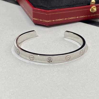 [⭐Aura]LOVE BRACELET 6.1MM 1 DIAMOND OPEN CUFF