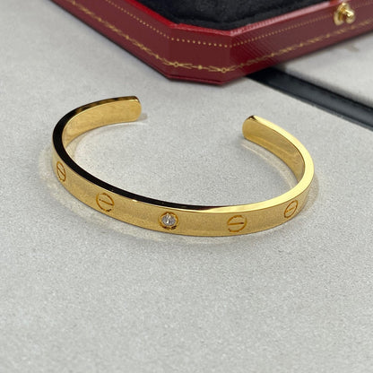 [⭐Aura]LOVE BRACELET 6.1MM 1 DIAMOND OPEN CUFF