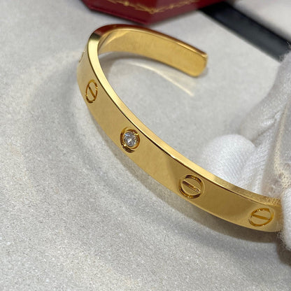[⭐Aura]LOVE BRACELET 6.1MM 1 DIAMOND OPEN CUFF
