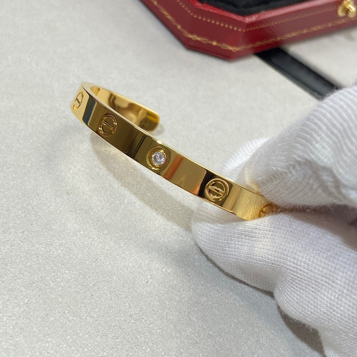 [⭐Aura]LOVE BRACELET 6.1MM 1 DIAMOND OPEN CUFF