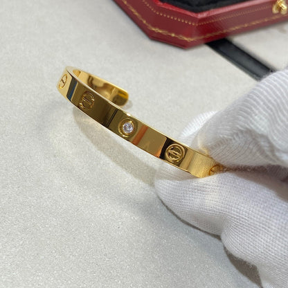 [⭐Aura]LOVE BRACELET 6.1MM 1 DIAMOND OPEN CUFF