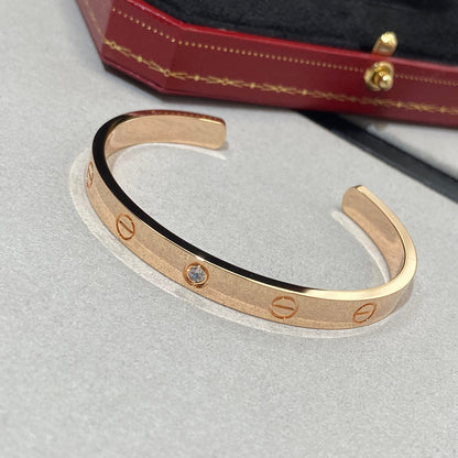 [⭐Aura]LOVE BRACELET 6.1MM 1 DIAMOND OPEN CUFF