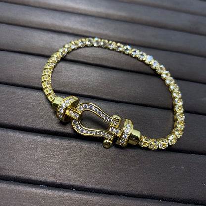 [⭐Aura]FORCE  LARGE HORSESHOE FULL DIAMOND TENNIS BRACELET