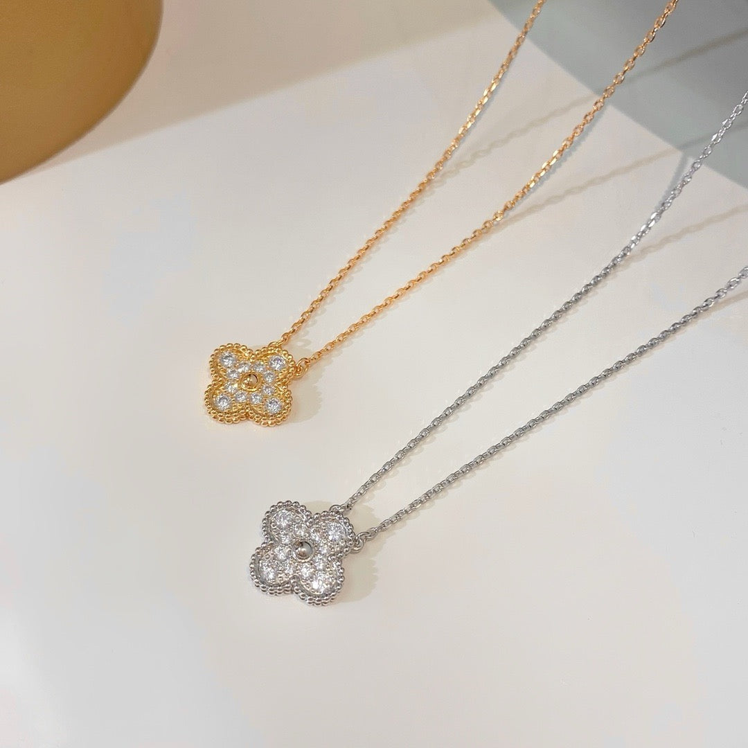 [⭐Aura]CLOVER 15MM DIAMOND SINGLE FLOWER NECKLACE