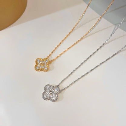[⭐Aura]CLOVER 15MM DIAMOND SINGLE FLOWER NECKLACE