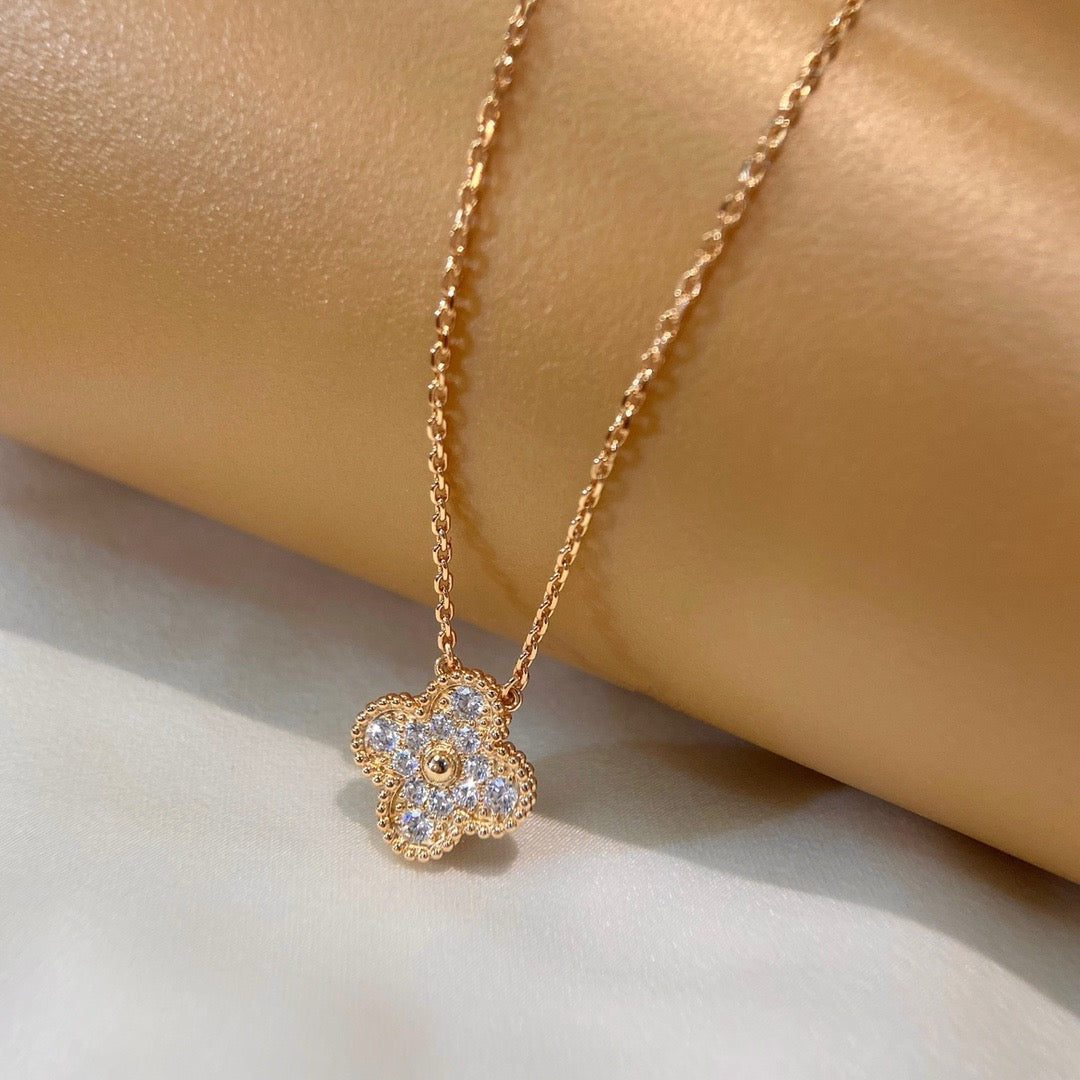 [⭐Aura]CLOVER 15MM DIAMOND SINGLE FLOWER NECKLACE