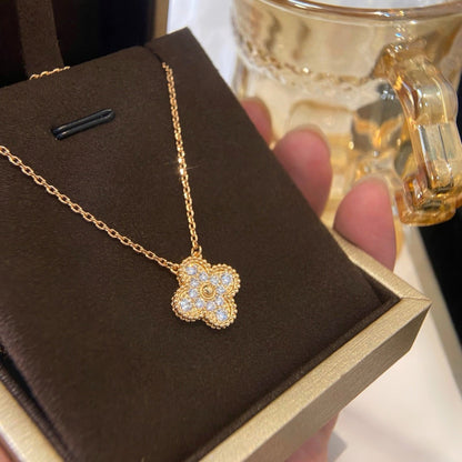 [⭐Aura]CLOVER 15MM DIAMOND SINGLE FLOWER NECKLACE
