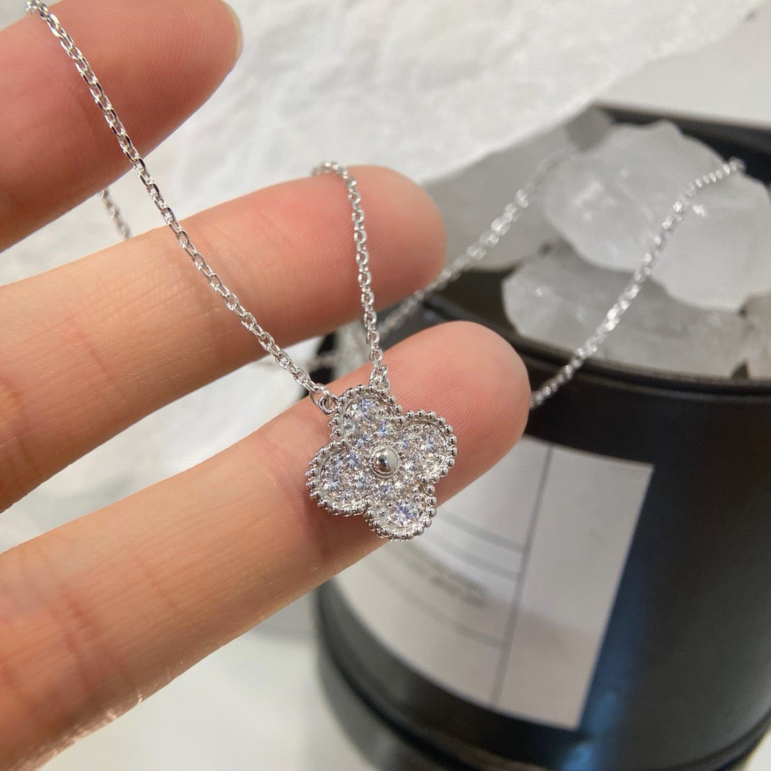 [⭐Aura]CLOVER 15MM DIAMOND SINGLE FLOWER NECKLACE