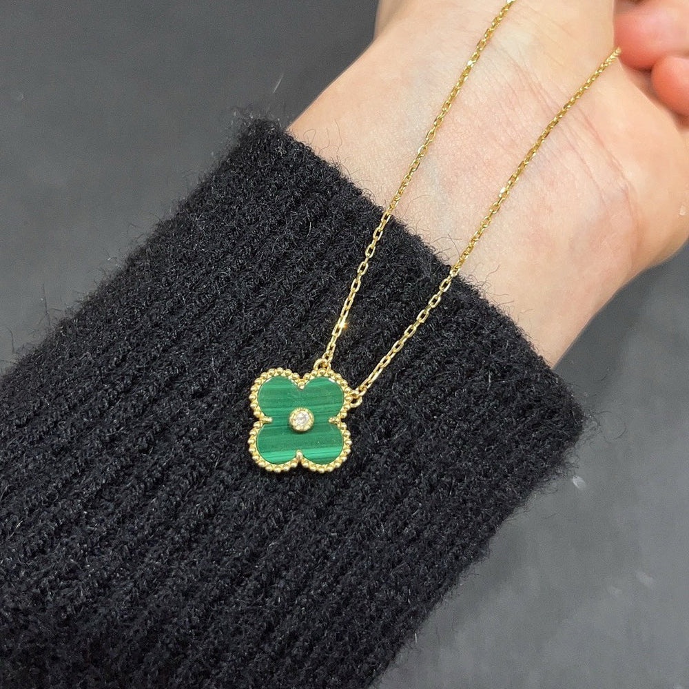 [⭐Aura]CLOVER 15MM DIAMOND TURQUOISE NECKLACE
