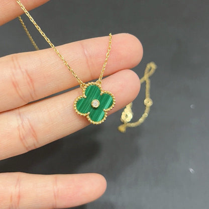 [⭐Aura]CLOVER 15MM DIAMOND TURQUOISE NECKLACE