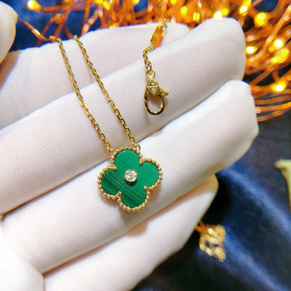 [⭐Aura]CLOVER 15MM DIAMOND TURQUOISE NECKLACE