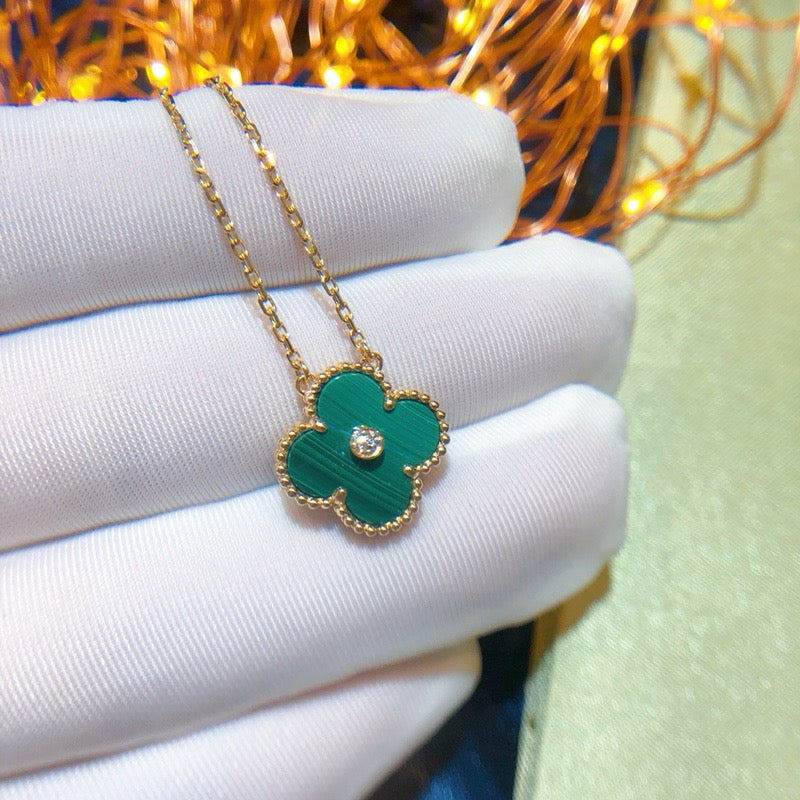 [⭐Aura]CLOVER 15MM DIAMOND TURQUOISE NECKLACE