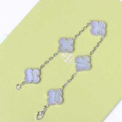 [⭐Aura] CLOVER 5 MOTIF PURPLE CHALCEDONY BRACELET COLLECTION