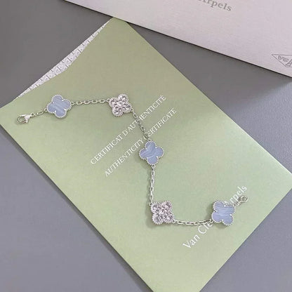 [⭐Aura] CLOVER 5 MOTIF PURPLE CHALCEDONY BRACELET COLLECTION