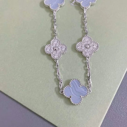 [⭐Aura] CLOVER 5 MOTIF PURPLE CHALCEDONY BRACELET COLLECTION