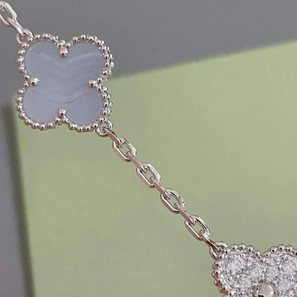 [⭐Aura] CLOVER 5 MOTIF PURPLE CHALCEDONY BRACELET COLLECTION