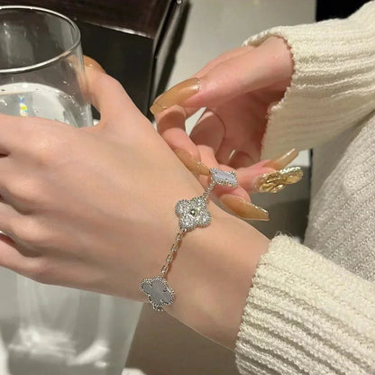 [⭐Aura] CLOVER 5 MOTIF PURPLE CHALCEDONY BRACELET COLLECTION