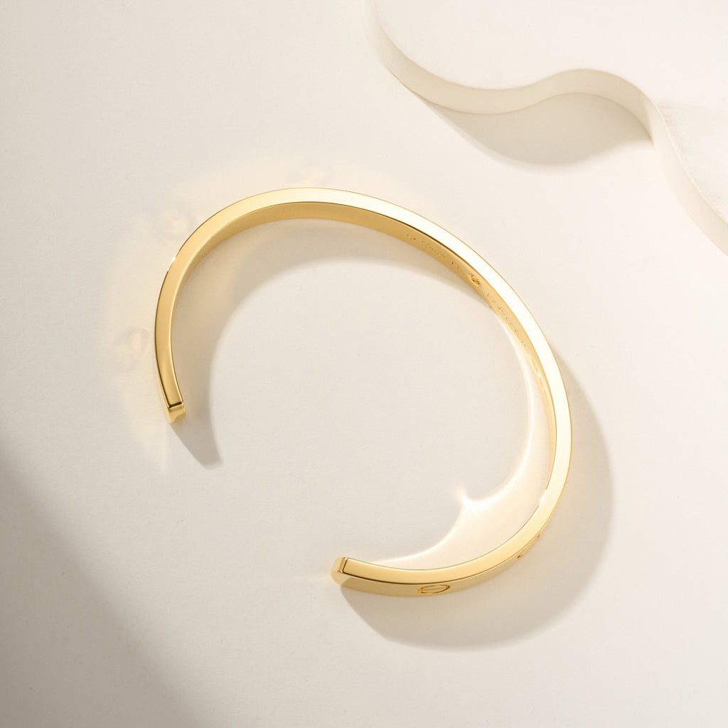 [⭐Aura]LOVE BRACELET 6.1MM 1 DIAMOND OPEN CUFF