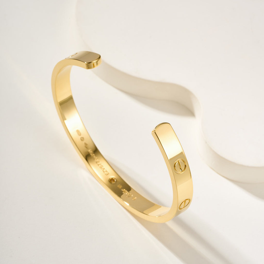 [⭐Aura]LOVE BRACELET 6.1MM 1 DIAMOND OPEN CUFF