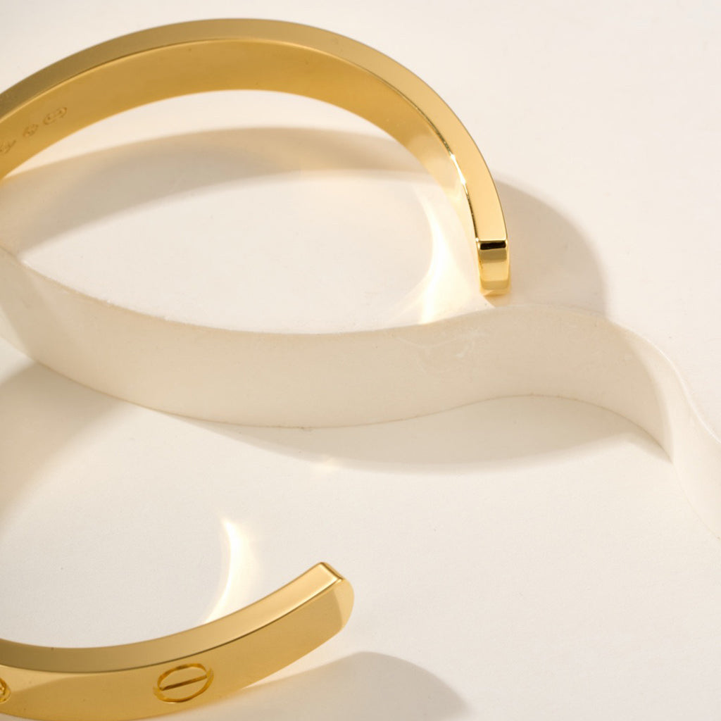 [⭐Aura]LOVE BRACELET 6.1MM 1 DIAMOND OPEN CUFF