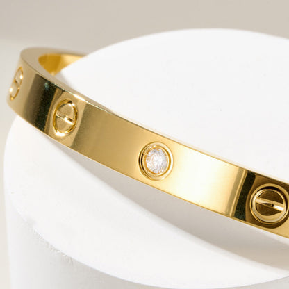 [⭐Aura]LOVE BRACELET 6.1MM 1 DIAMOND OPEN CUFF