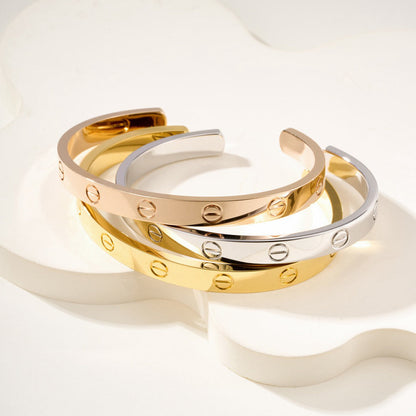 [⭐Aura]LOVE BRACELET 6.1MM OPEN CUFF