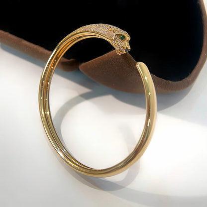 [⭐Aura]PANTHERE HALF DIAMOND OPEN BRACELET