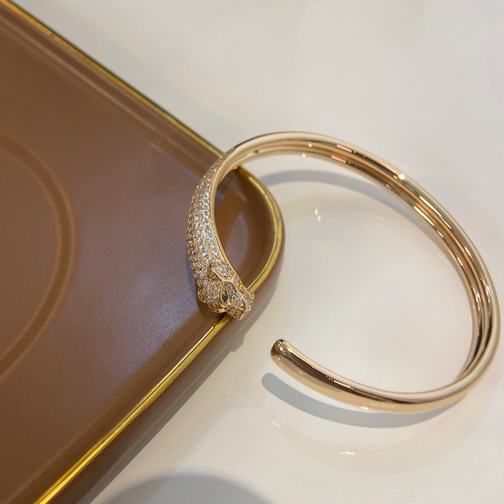 [⭐Aura]PANTHERE HALF DIAMOND OPEN BRACELET
