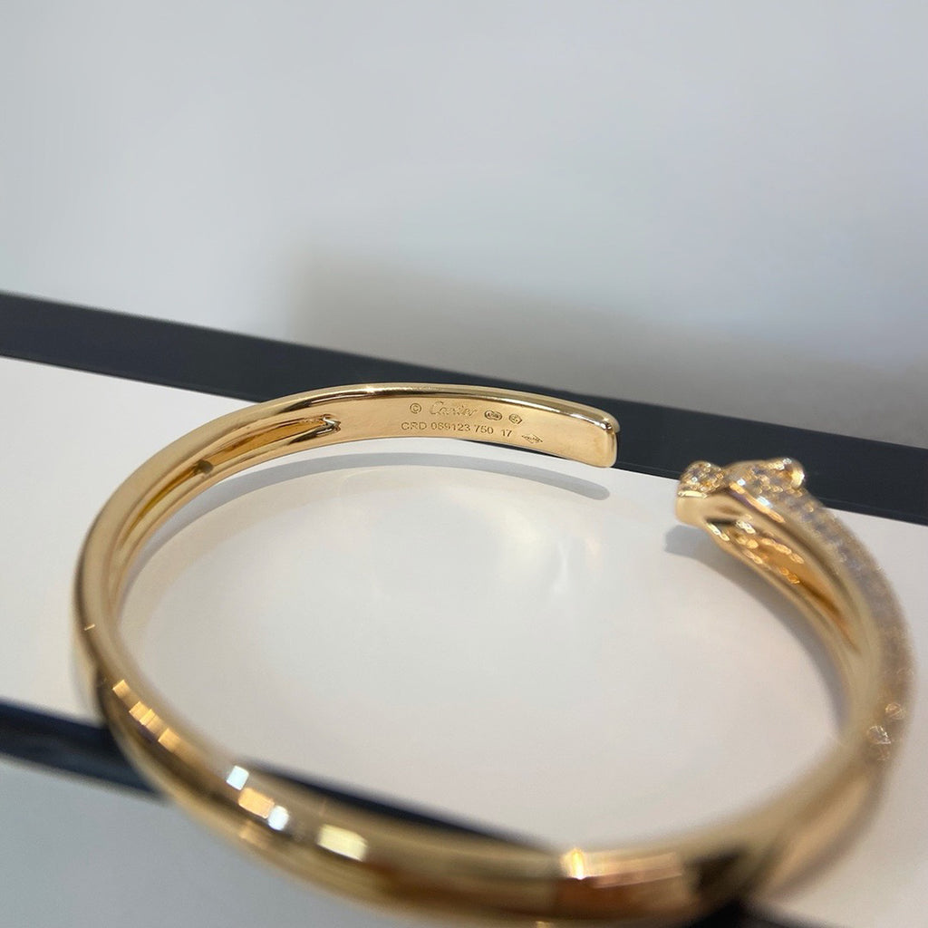 [⭐Aura]PANTHERE HALF DIAMOND OPEN BRACELET