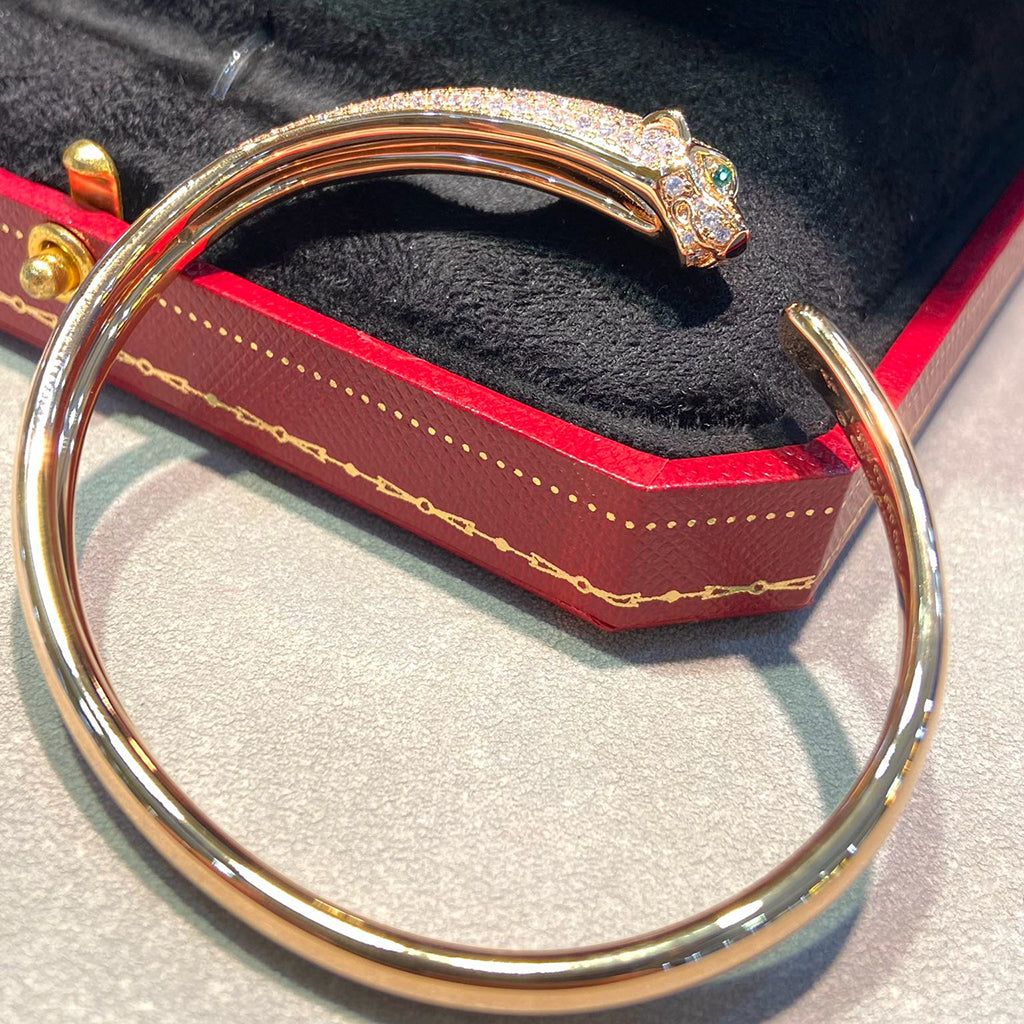 [⭐Aura]PANTHERE HALF DIAMOND OPEN BRACELET