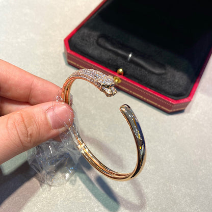 [⭐Aura]PANTHERE HALF DIAMOND OPEN BRACELET