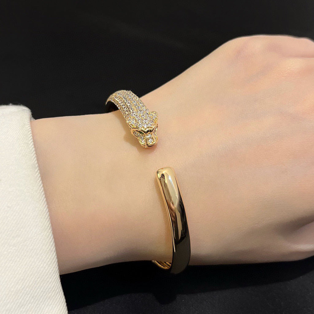 [⭐Aura]PANTHERE HALF DIAMOND OPEN BRACELET