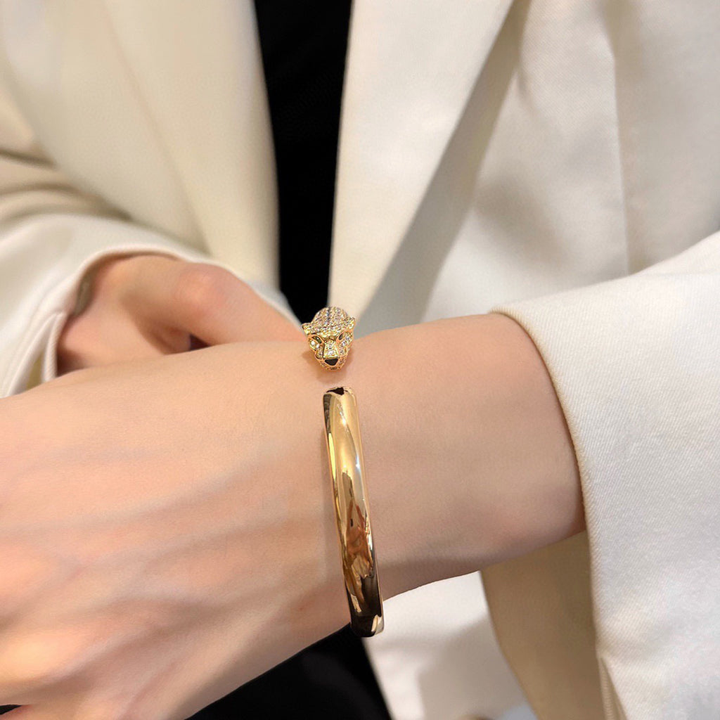 [⭐Aura]PANTHERE HALF DIAMOND OPEN BRACELET