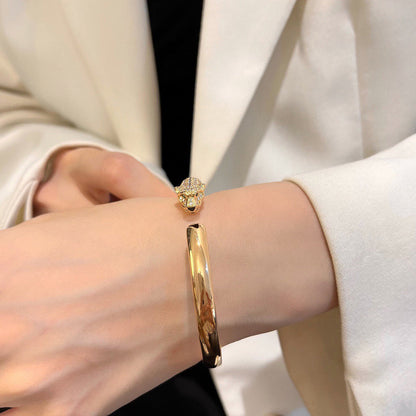 [⭐Aura]PANTHERE HALF DIAMOND OPEN BRACELET