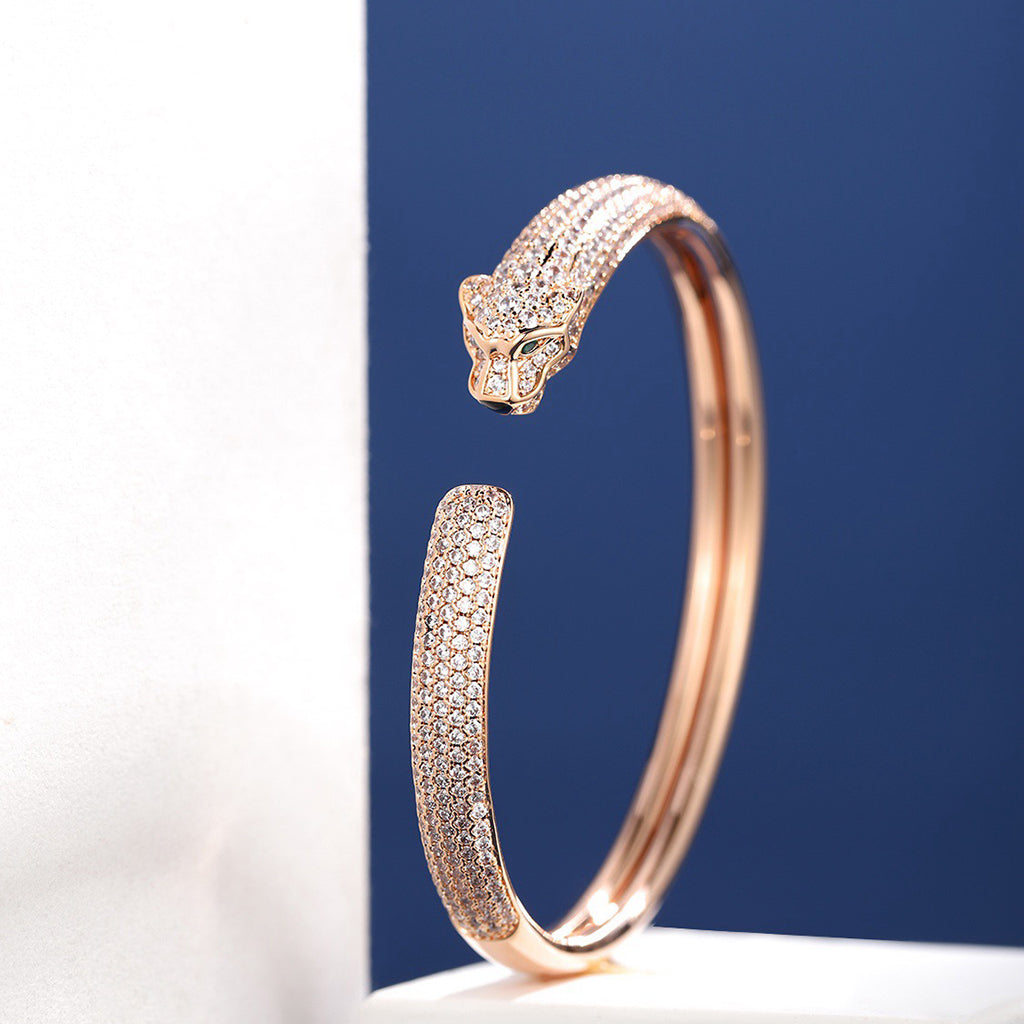 [⭐Aura]PANTHERE FULL DIAMOND OPEN BRACELET